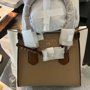 Michael Kors Kris Small Color Block Pebbled Genuine Leather Satchel